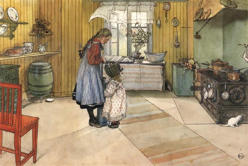 Carl Larsson The Kitchen oil painting image
